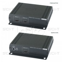 Удлинитель HDMI KVM (комплект приёмник + передатчик) по Ethernet до 120м (CAT5e) SC&T HKM01E
